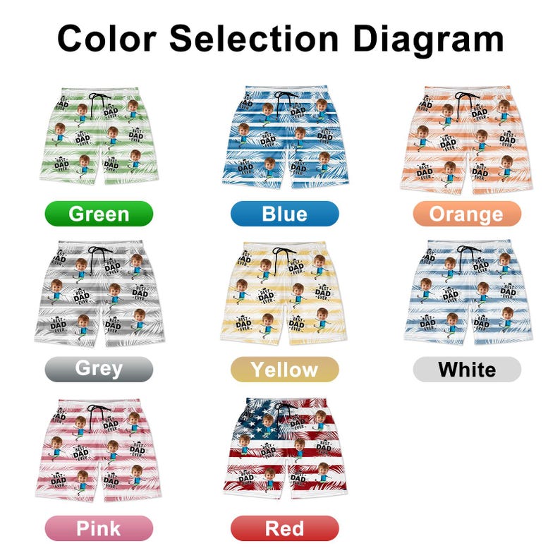 Personalized Photo Beach Shorts - Best Dad Grandpa Ever Gift, Custom Unisex Swim Trunks, Funny Father's Day Present, Summer Vacation Shorts