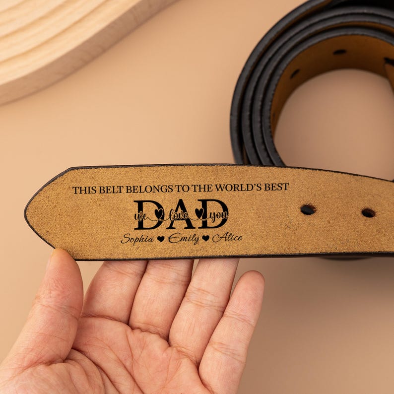 Custom Leather Belt for Dad, Personalized Dad Leather Belt, Father's Day Gifts, Funny Gift for Dad, Grandpa, Husband, Engraved Men's Belt