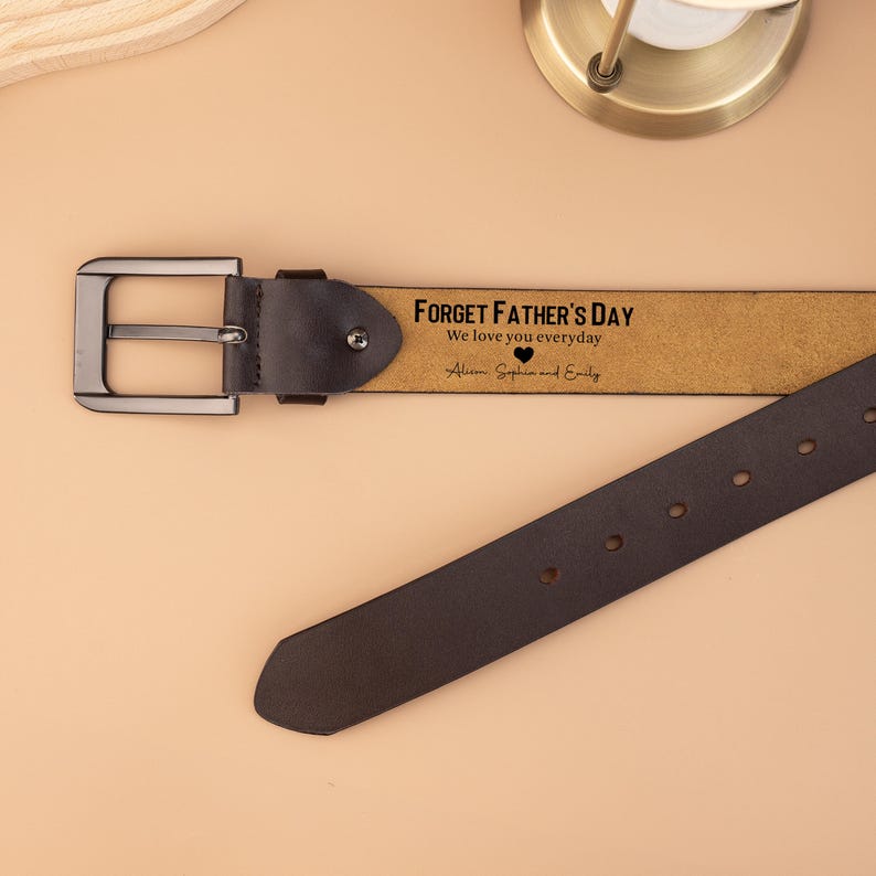 We Love Dad Everyday Custom Leather Belt for Dad, Personalized Dad Leather Belt, Father's Day Gifts, Funny Gift for Dad, Grandpa, Husband, Engraved Men's Belt