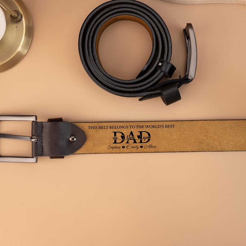 Custom Leather Belt for Dad, Personalized Dad Leather Belt, Father's Day Gifts, Funny Gift for Dad, Grandpa, Husband, Engraved Men's Belt