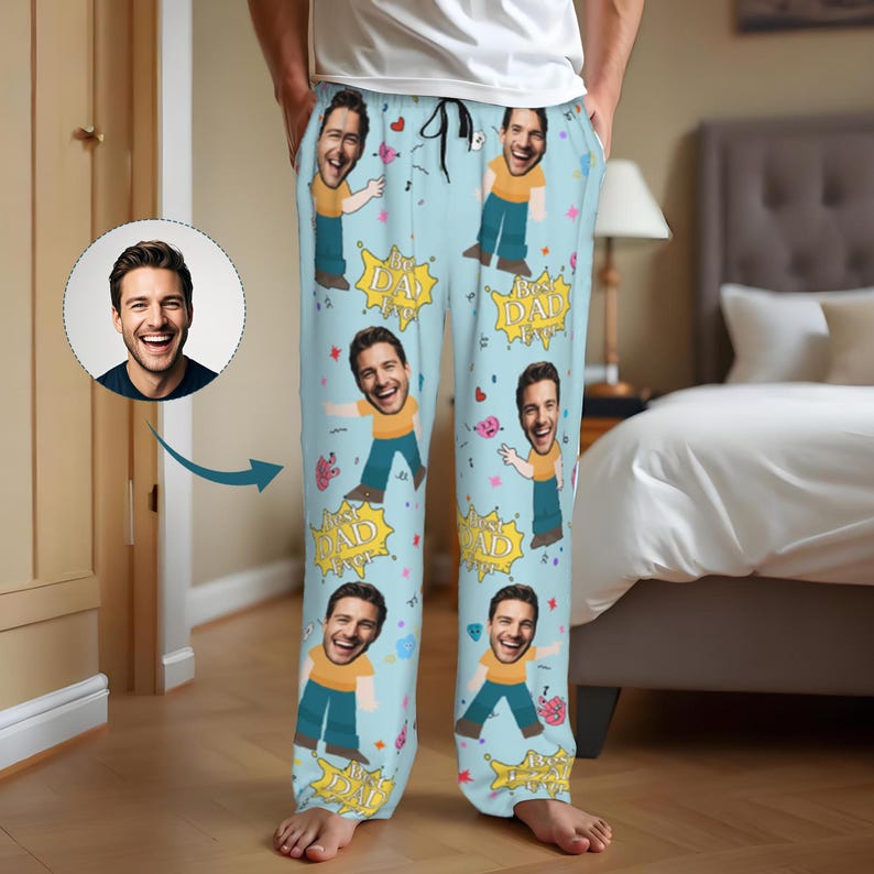 Custom Father's Day Gifts, Custom Photo Pajama Pants, Best Dad Ever Pajama Pants, Funny Gifts for Dad, Gifts for Grandpa, Gifts For Fathers