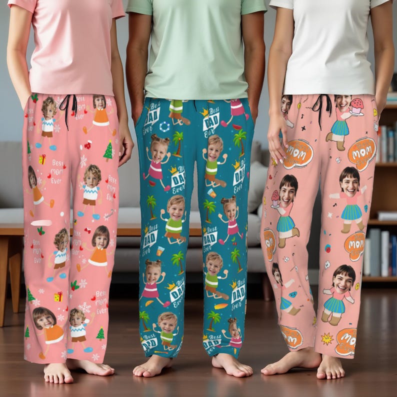 Custom Father's Day Gifts, Custom Photo Pajama Pants, Best Dad Ever Pajama Pants, Funny Gifts for Dad, Gifts for Grandpa, Gifts For Fathers