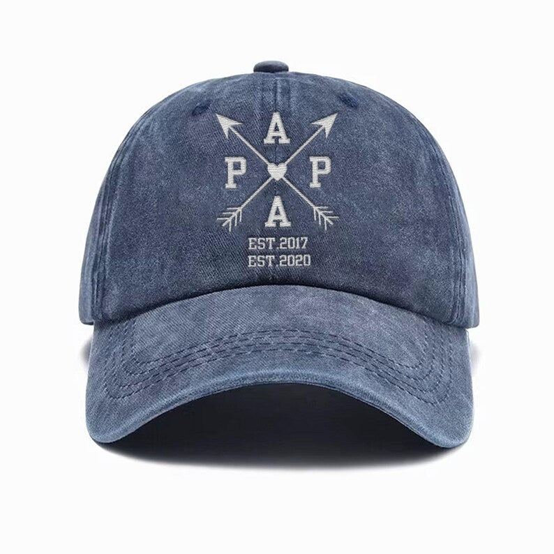 Papa Hat With Custom Year Est, Embroidered Hat, Personalized Papa Hat, Unstructured Grandpa Hat, Father's Day Gift