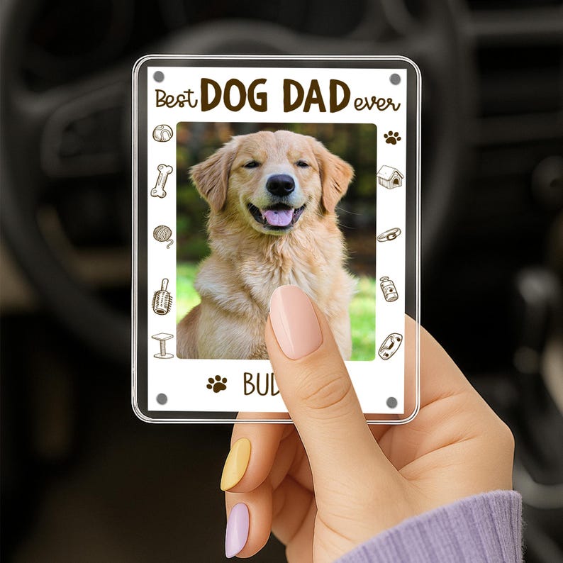 Dog Dad Photo Car Visor Clip, Custom Pet Photo Gift, Fathers Day Gift For Dad, Dog Dad Gift, Pet Lovers Gift, Gift For Him, Car Accessory