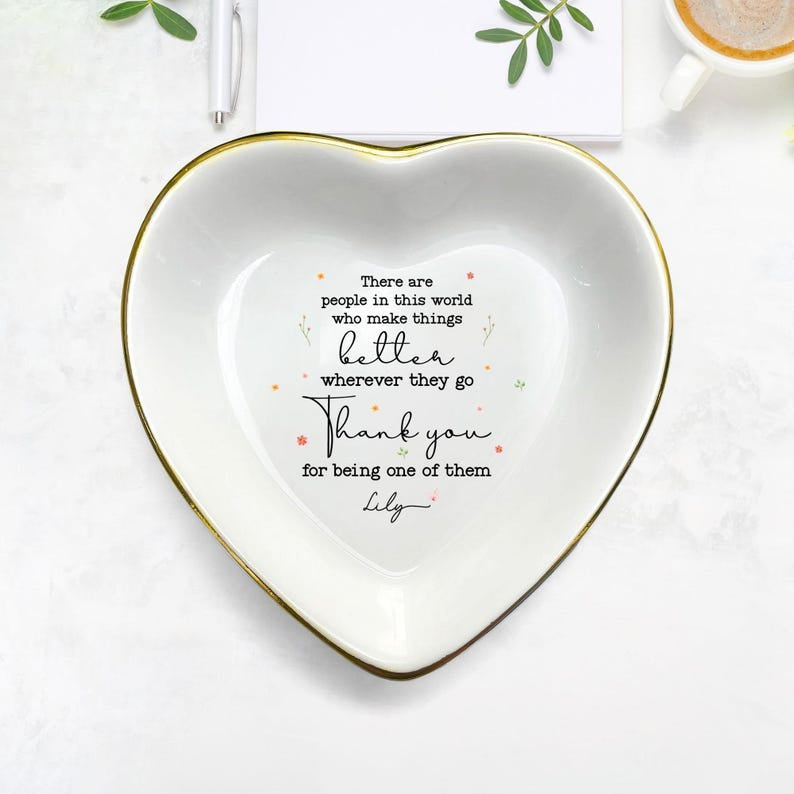 Personalized Thank You Ring Dish Inspirational Gift for Appreciation, Gratitude Jewelry Tray for Friends, Coworkers, Mentors, or Teachers