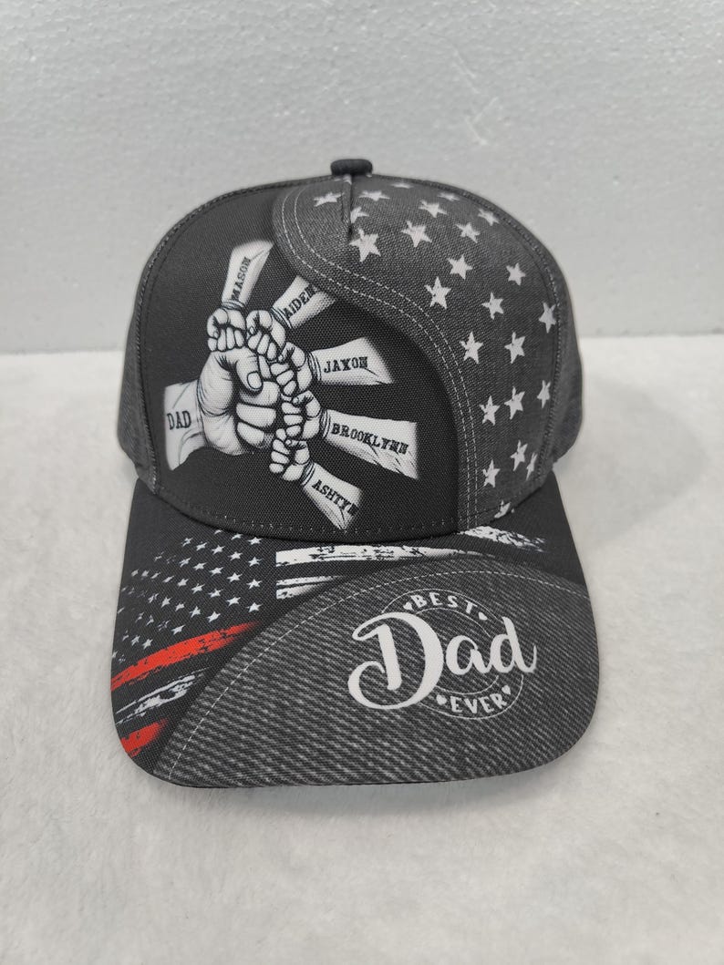 Personalized American Dad Classic Cap, Best Dad Ever Hat With Kid Name, Baseball Dad Cap, Dad Trucker Hat, Father's Day Hat For Papa Grandpa