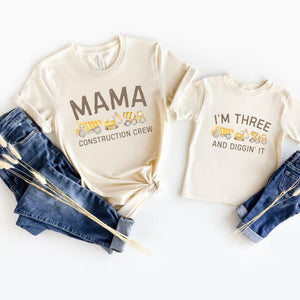 Personalized Construction Crew Matching Shirts, Birthday Construction Shirts, Three and Diggin' It, Excavator Birthday, Toddler Birthday Tee
