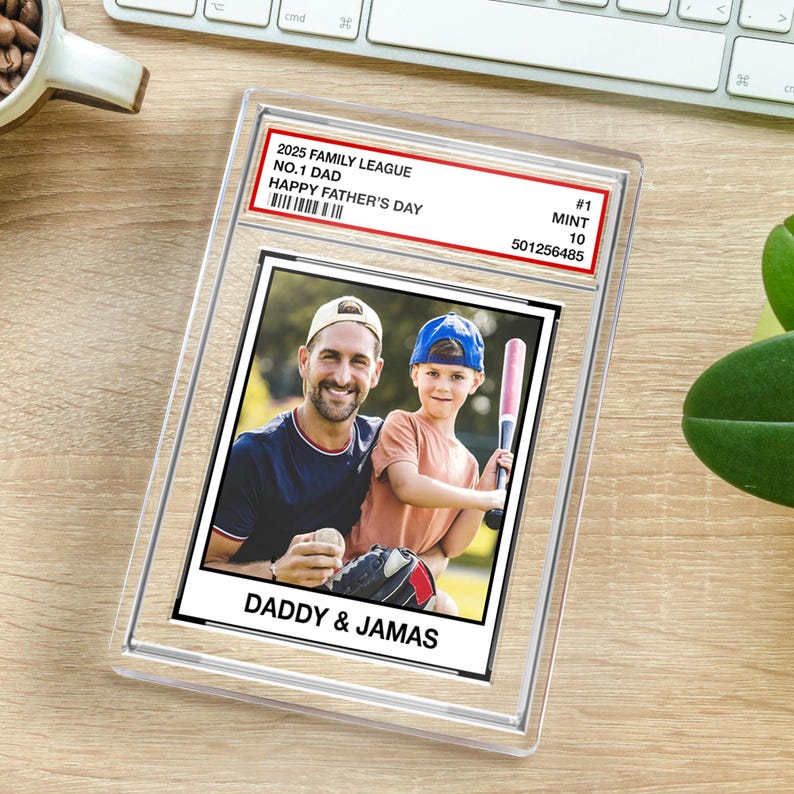 Custom Family League No. 1 Dad, Personalized Trading Card Acrylic Block Plaque, Custom Father's Day Gift For Dad Husband, Sport Dad Keepsake