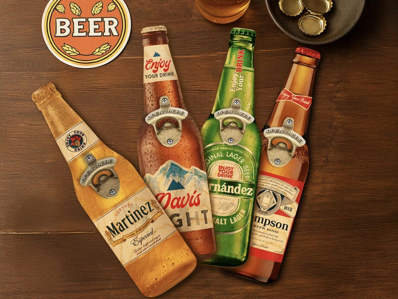 Custom Beer Bottle Opener Wall Sign, Man Cave Bar Decor, Father's Day Gift, Groomsman Gift, Home Bar Accessories, Gift for Dad, Beer Gift