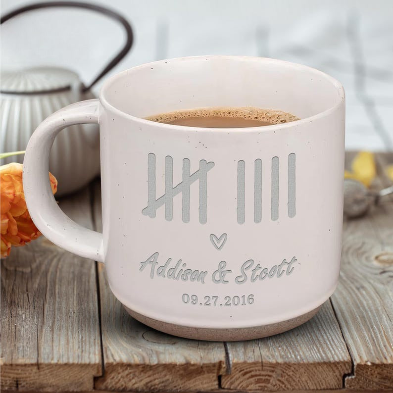 Personalized 9 Year Anniversary Gift, Custom Wedding Anniversary Pottery Mug Gift for Wife, 9th Anniversary Ceramic Mug, Couple Gift For Her