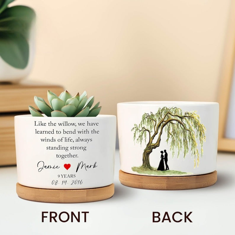 9th Anniversary Willow Tree Gift, 9 Year Anniversary Willow Plant Pot, Willow Tree 9 Year Anniversary Pot, Anniversary Gifts, Couples Gifts