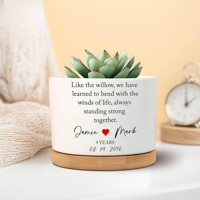 9th Anniversary Willow Tree Gift, 9 Year Anniversary Willow Plant Pot, Willow Tree 9 Year Anniversary Pot, Anniversary Gifts, Couples Gifts