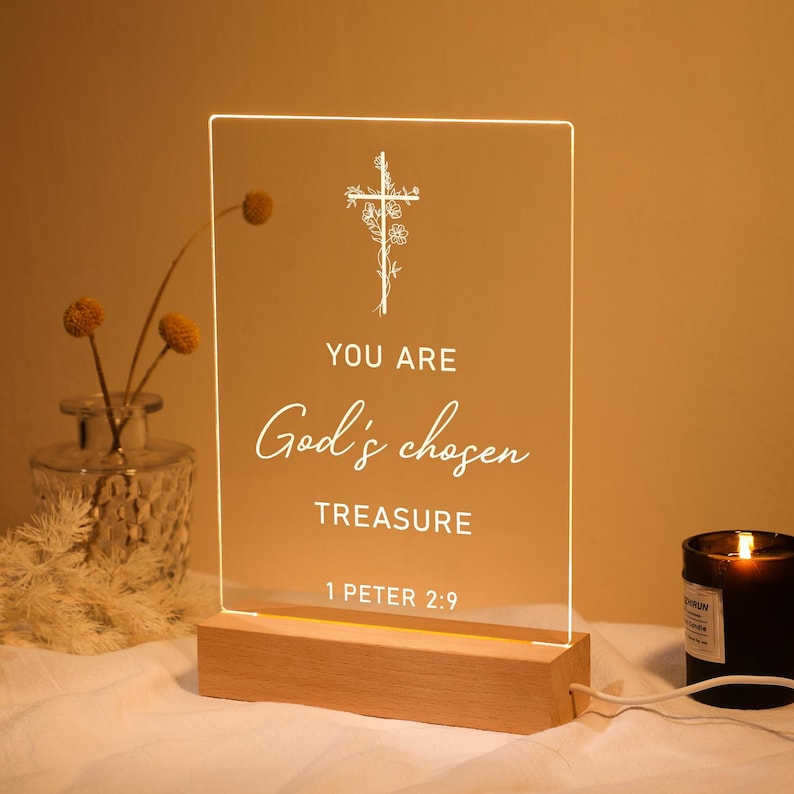Personalized Bible Verse LED Light, Custom Favorite Bible Verse Gift, Christian Home Decor, Faith Based Decor, Religious LED Light