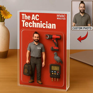 Personalized AC Technician Acrylic Block, Custom Photo Gift