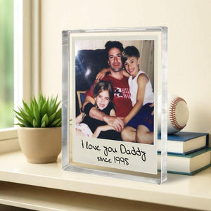 Personalized Fathers Day Gift For Dad, Acrylic Plaque Daddy Kids Portrait, Custom Vintage Photo Polaroid New Dad Gift, Best Dad Grandpa Gift
