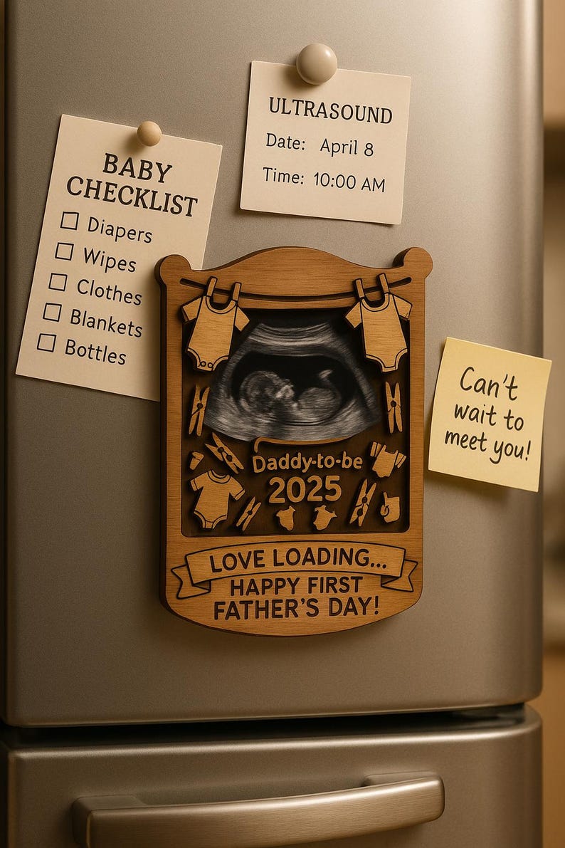 First Father s Day Gift from Bump Ultrasound Photo Magnet for New Dad, Expecting Dad, or Husband from Wife