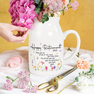 Retirement Gifts for Women, Retirement Ceramic Flower Vase, Thank You Gift, Teacher Retirement, Appreciation Gift, Retired Coworker Gift