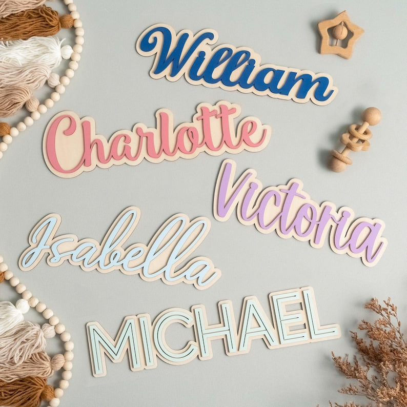 Custom Kids Door Name Sign, Personalized Wooden Wall Decor, Christmas Gift for Kids, Playroom Name Sign