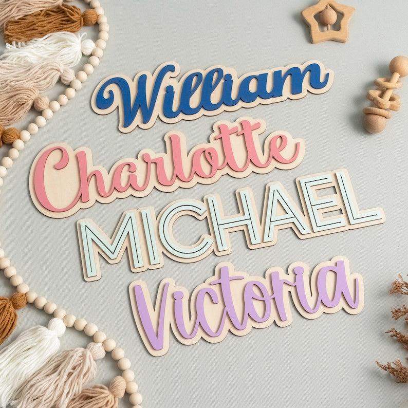 Custom Kids Door Name Sign, Personalized Wooden Wall Decor, Christmas Gift for Kids, Playroom Name Sign