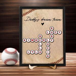 Personalized Father s Day Gift Daddy's Dream Team Throwing Ball, Custom Kid's Name Crossword, Baseball Fathers Day Present, Father Day Gift