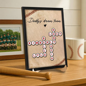 Personalized Father s Day Gift Daddy's Dream Team Throwing Ball, Custom Kid's Name Crossword, Baseball Fathers Day Present, Father Day Gift