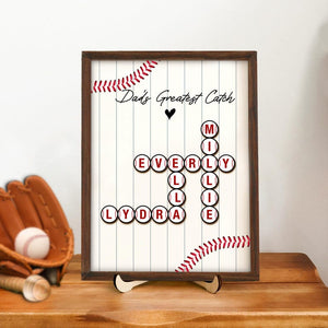 Personalized Father s Day Gift Daddy's Dream Team Throwing Ball, Custom Kid's Name Crossword, Baseball Fathers Day Present, Father Day Gift