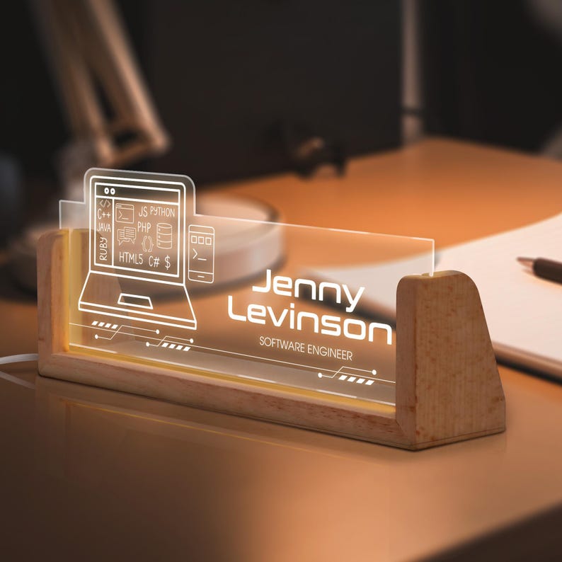 Software Engineer Desk Sign, Custom Computer Science Office Decor, Thank you Gift for Data Developer, QA Tester Engineering Graduation Gift