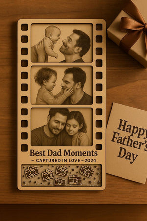 Custom Wooden Photo Magnet for Dad Film Strip Style Father s Day Gift from Kids, Personalized Keepsake Frame