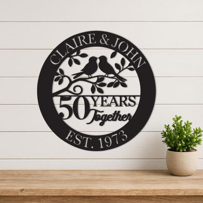 50th Anniversary Gift, Parents Anniversary, Golden Anniversary, 50 Year Anniversary Sign, Wedding Anniversary Metal Art, Doves Sign il_794xN.6911367729_mm81.jpg