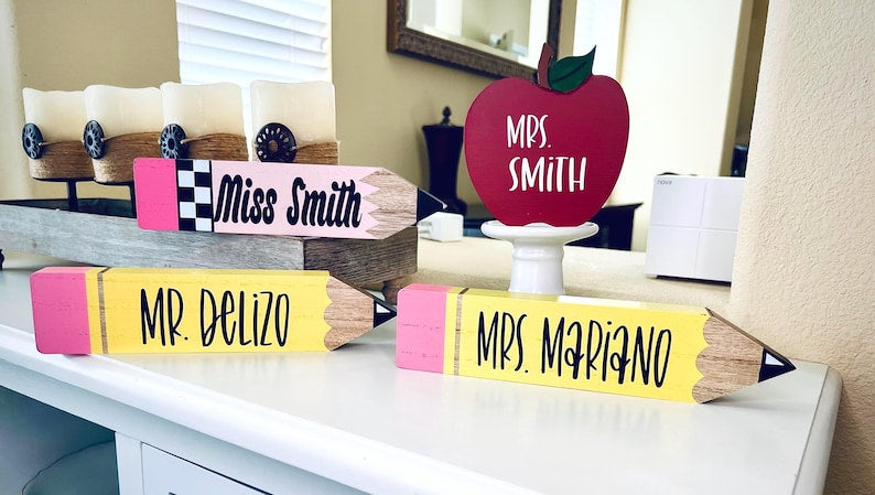 Personalized Teacher Pencil, Teacher Gift, Classroom Personalized Decor, Teacher Name Plate, Teacher Appreciation
