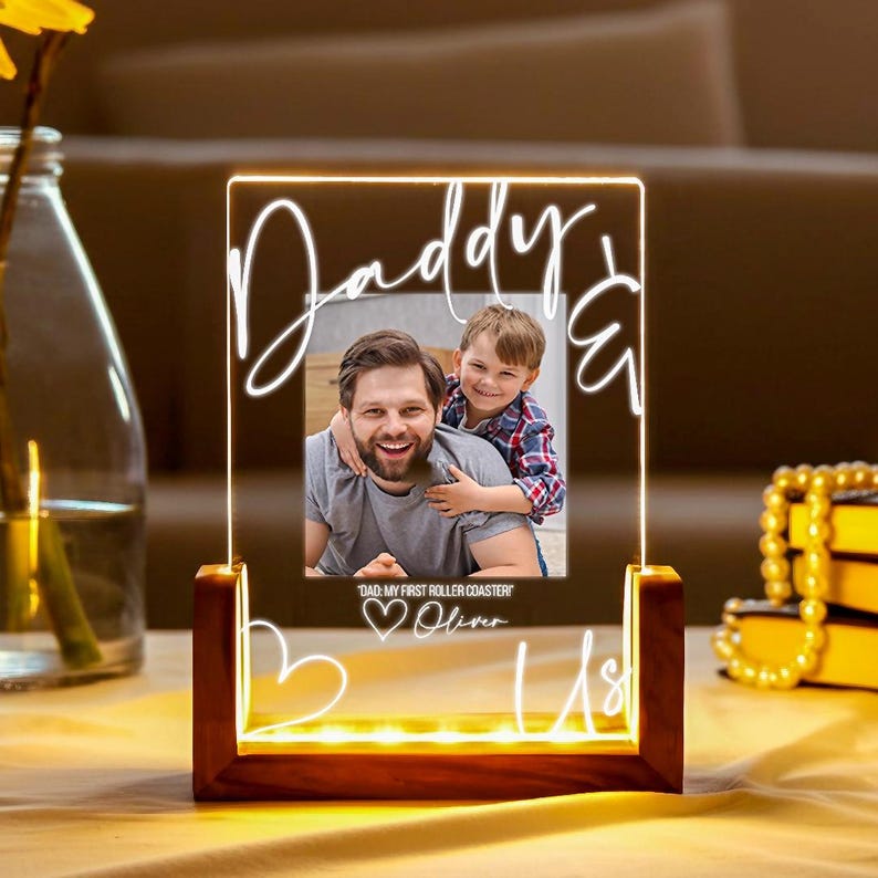 Daddy & Us Personalized LED Light Photo Print for Dad Dad Gift from Son - Fathers Day Gift from Daughter - Dad Photo Gift - Dad Birthday