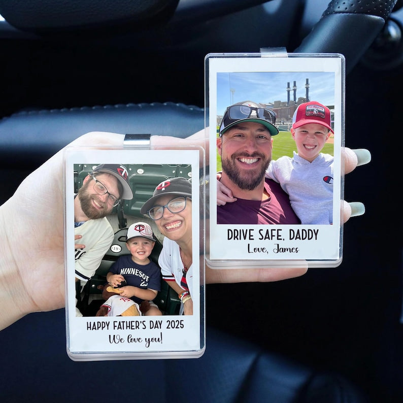 Photo Car Visor Clip, Fathers Day Gifts, Drive Safe Daddy Gift Idea, Gift for Grandpa, Father s Day Picture Frame Dad Gift