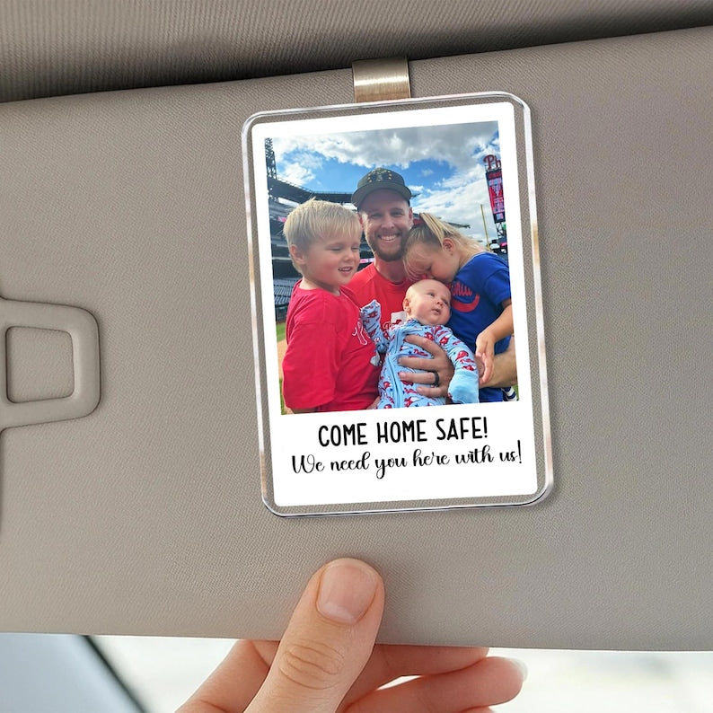 Photo Car Visor Clip, Fathers Day Gifts, Drive Safe Daddy Gift Idea, Gift for Grandpa, Father s Day Picture Frame Dad Gift