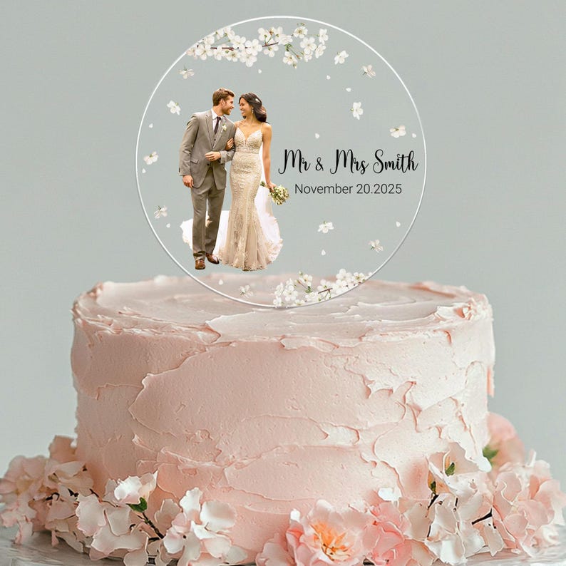 Personalized Wedding Photo Acrylic Cake Decoration, Wedding Cake Topper, Bride And Groom Photo, Wedding Keepsake, Wedding Gift, Wedding Sign
