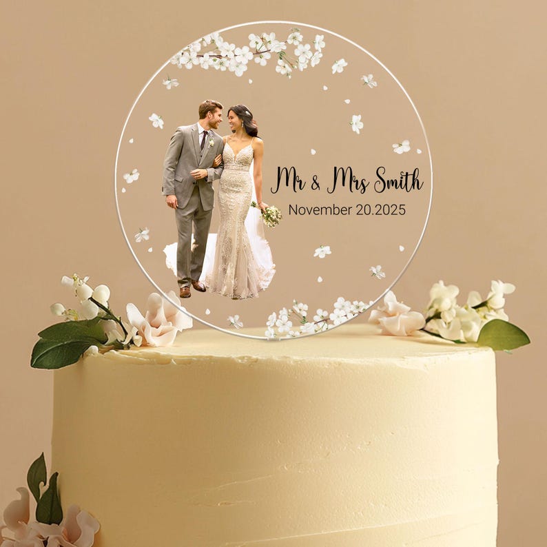 Personalized Wedding Photo Acrylic Cake Decoration, Wedding Cake Topper, Bride And Groom Photo, Wedding Keepsake, Wedding Gift, Wedding Sign