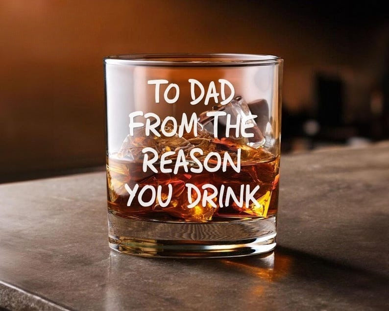 To Dad From The Reasons You Drink, Funny Whiskey Glass for Dad, Fathers Day Gifts, Dad Birthday Gift, Dad Gift From Daughter Son, Wine Glass