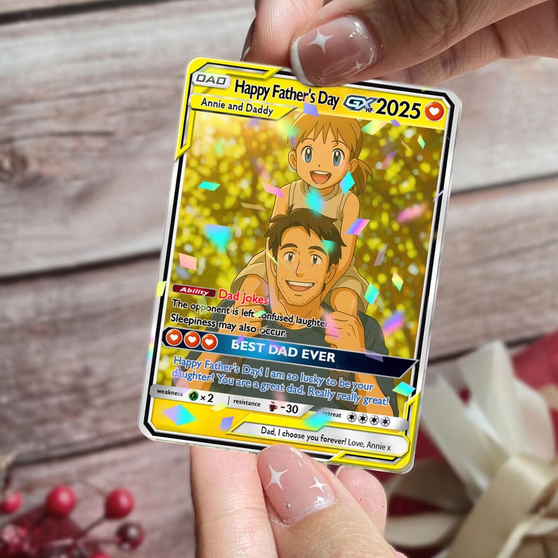 Personalized Father's Day Poke Card, Custom Photo Art Card, Best Dad Wallet Card Gift For Dad, Father's Day Gift From Kids, New Dad Gifts