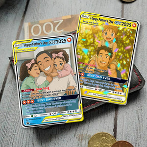 Personalized Father's Day Poke Card, Custom Photo Art Card, Best Dad Wallet Card Gift For Dad, Father's Day Gift From Kids, New Dad Gifts