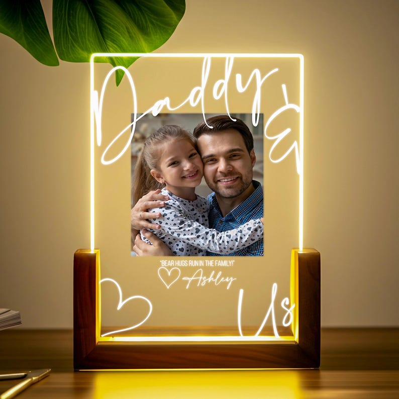 Daddy & Us Personalized LED Light Photo Print for Dad Dad Gift from Son - Fathers Day Gift from Daughter - Dad Photo Gift - Dad Birthday