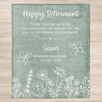 Personalized Retirement Blanket Gift for Her, Custom Retirement Gift for Boss or Coworker, Teacher Retirement, Nurse Retirement