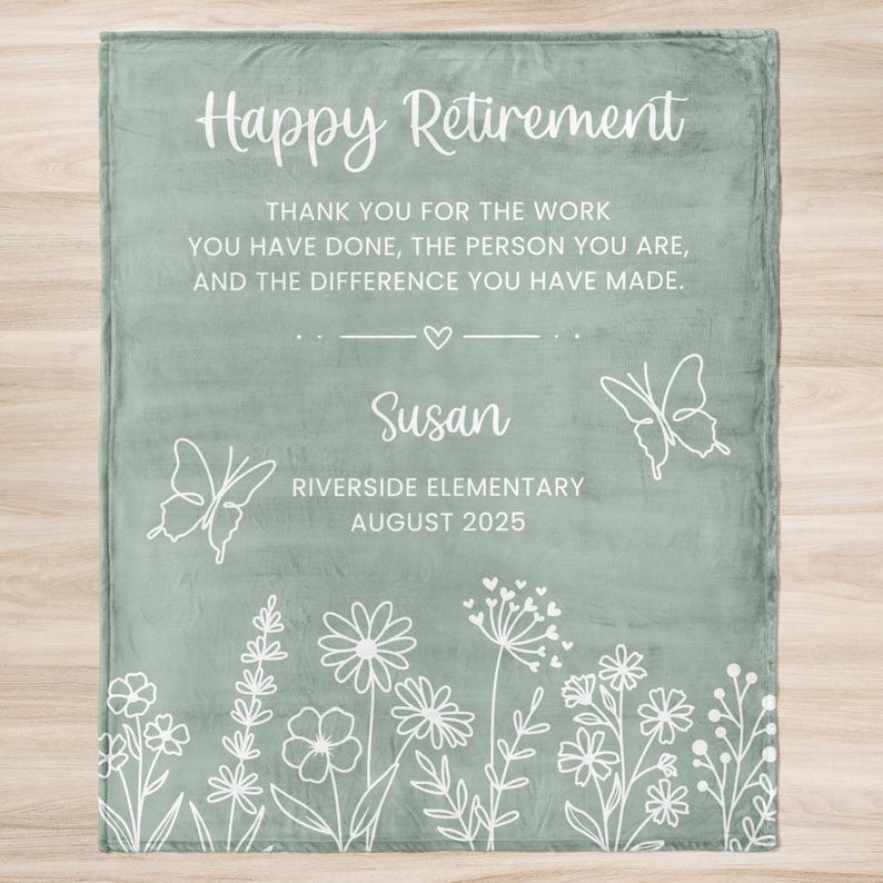 Personalized Retirement Blanket Gift for Her, Custom Retirement Gift for Boss or Coworker, Teacher Retirement, Nurse Retirement