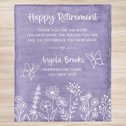 Personalized Retirement Blanket Gift for Her, Custom Retirement Gift for Boss or Coworker, Teacher Retirement, Nurse Retirement