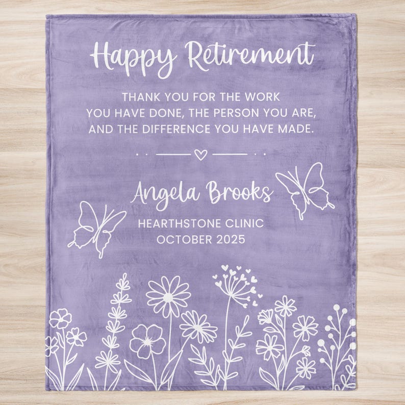 Personalized Retirement Blanket Gift for Her, Custom Retirement Gift for Boss or Coworker, Teacher Retirement, Nurse Retirement