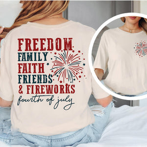 Freedom Family Faith Friends Shirt Christian Patriotic Shirt 4th of July USA T-Shirt Faith Over Fear Tee, 4th Of July Gift