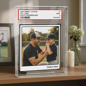 Personalized Dad & Kids Baseball Trading Card Style Personalized Acrylic Block Plaque Father's Day Gift for Baseball Lover,Baseball Dad Gift