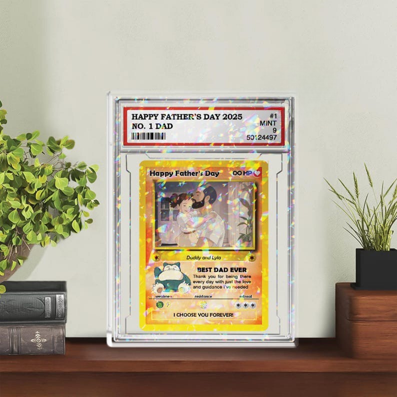 CUSTOM ANIME PHOTO Father's Day Card, Father's Day Gift for Grandpa, New Grandpa Gift, Dad Wallet Card, Game Dad Card, Super Hero Dad Gifts