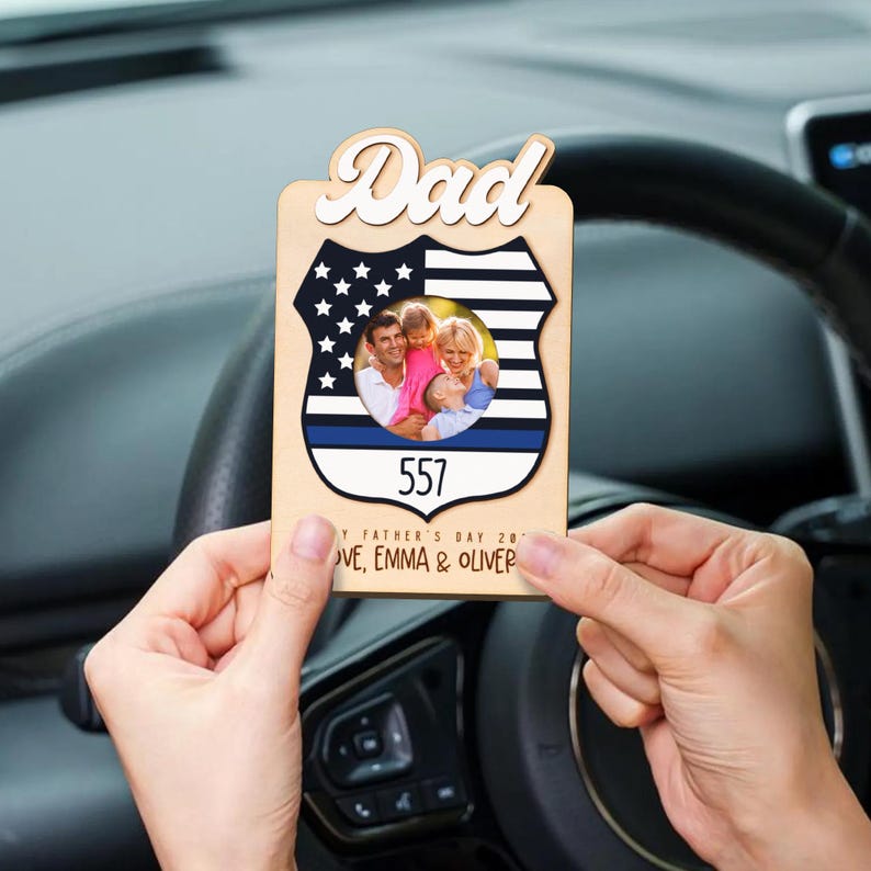 Custom Photo Car Visor Clip, Police Badge Visor Clip, Father's Day Gift, Firefighter Visor Clip, Police Officer Gift, Firefighter Gift