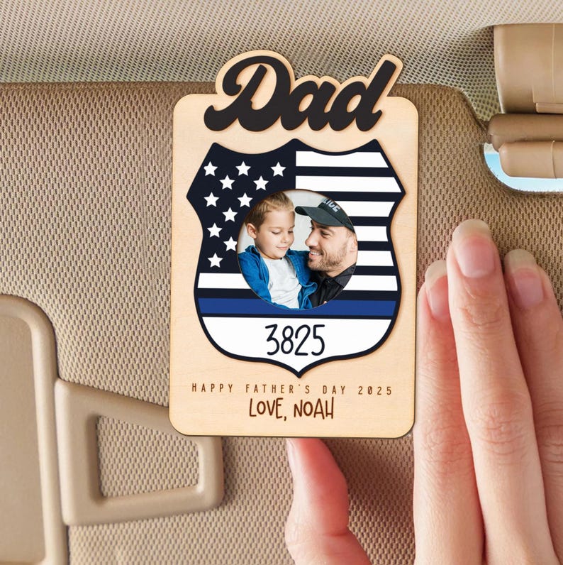 Custom Photo Car Visor Clip, Police Badge Visor Clip, Father's Day Gift, Firefighter Visor Clip, Police Officer Gift, Firefighter Gift