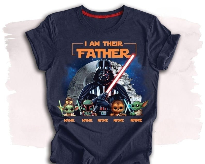 Father's Day Shirt with Kids Names, Space Dad Tee, Custom Star Wars Character T-Shirt