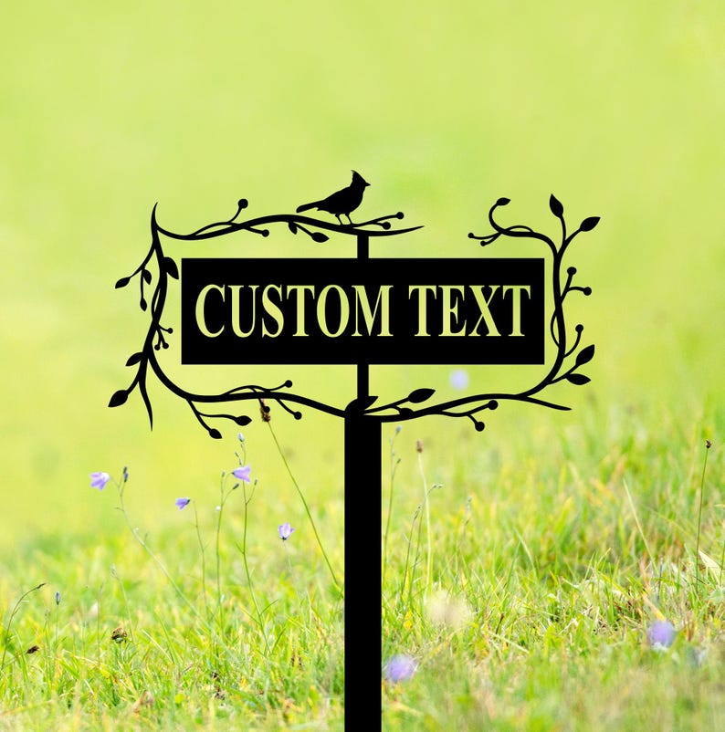 Custom Garden Sign with Stake,Metal Bird Garden Sign,Garden Name Sign,Personalized Garden Decor,Bird Yard Decor,Lawn Metal Sign,Home Gift